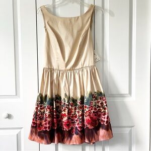 NWT Aidan Mattox open-back sleeveless champagne floral party cocktail dress